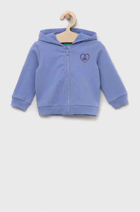 Детская кофта United Colors of Benetton цвет фиолетовый с капюшоном с аппликацией