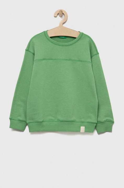 United Colors of Benetton bluza copii culoarea verde, neted