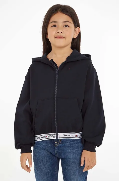 Детская кофта Tommy Hilfiger цвет синий с капюшоном с аппликацией