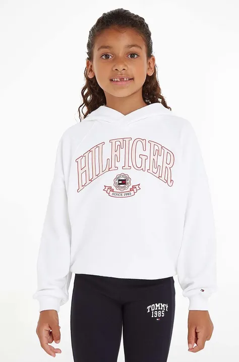 Παιδική μπλούζα Tommy Hilfiger χρώμα: άσπρο, με κουκούλα