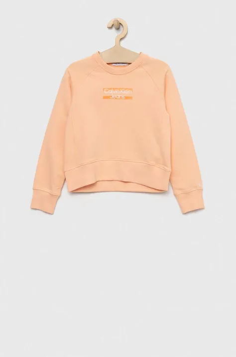 Calvin Klein Jeans bluza bawełniana dziecięca kolor pomarańczowy wzorzysta