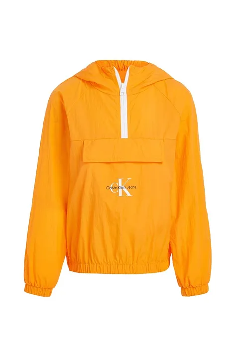Otroška jakna Calvin Klein Jeans oranžna barva