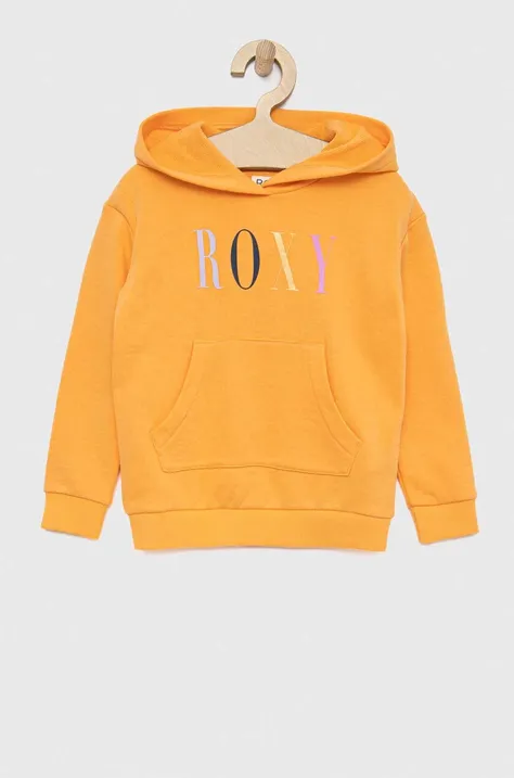 Roxy bluza copii culoarea portocaliu, cu glugă, cu imprimeu