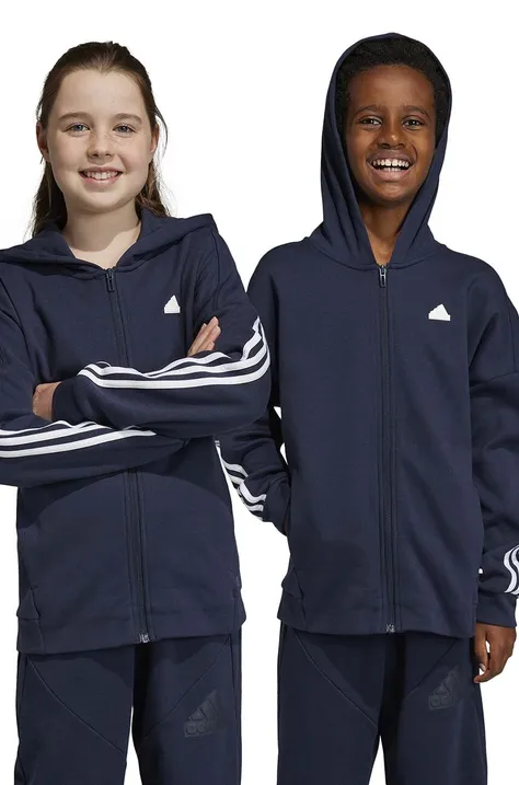 Παιδική μπλούζα adidas U FI 3S FZ χρώμα: ναυτικό μπλε, με κουκούλα