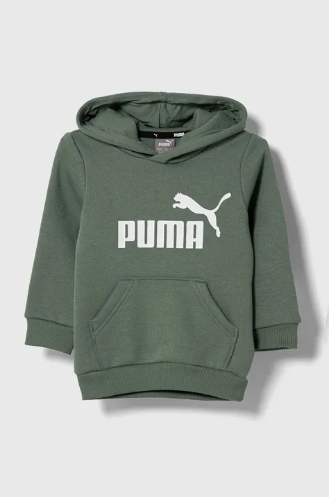Puma bluza dziecięca ESS Big Logo Hoodie FL B kolor zielony z kapturem wzorzysta