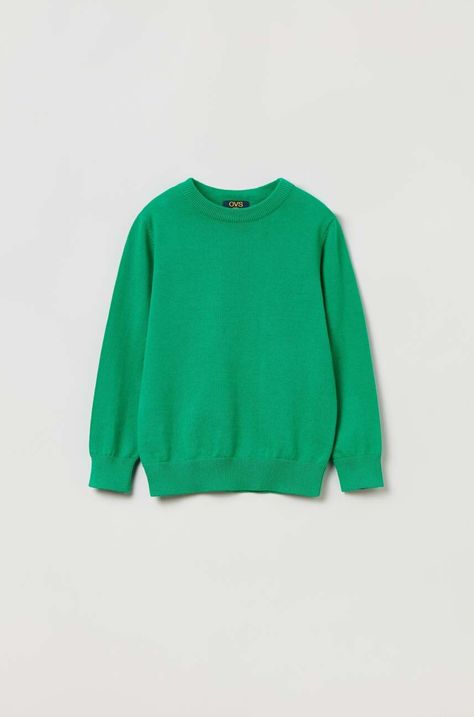 Dětský bavlněný svetr OVS zelená barva