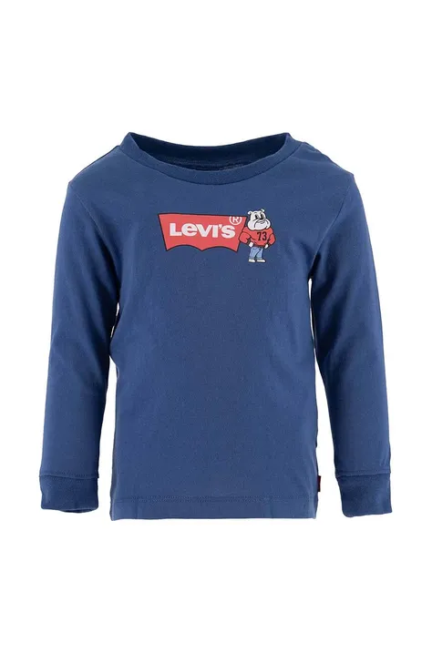 Levi's bombažna otroška dolga majica mornarsko modra barva