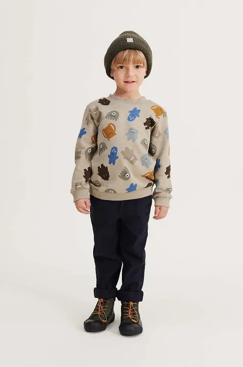 Otroški bombažen pulover Liewood bež barva