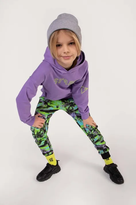 Детская хлопковая кофта Coccodrillo цвет фиолетовый с капюшоном с принтом