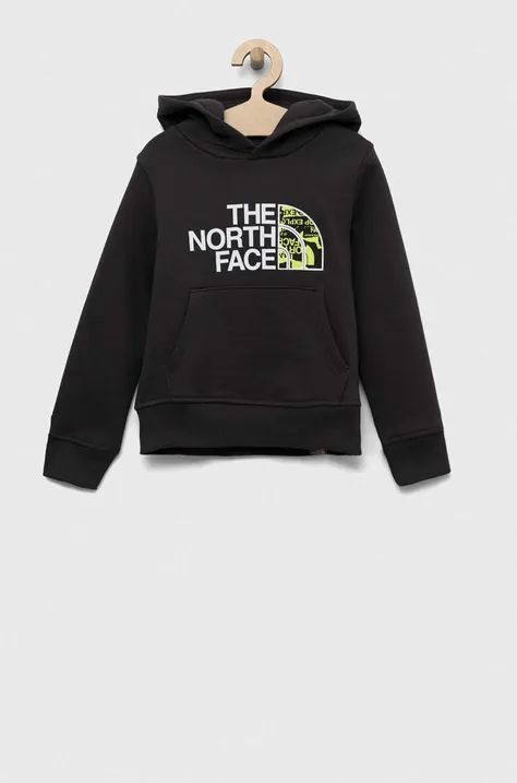 Дитяча кофта The North Face колір сірий з капюшоном з принтом