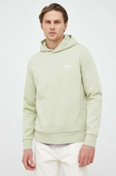 Dukserica Calvin Klein za muškarce, boja: zelena, s kapuljačom, glatka