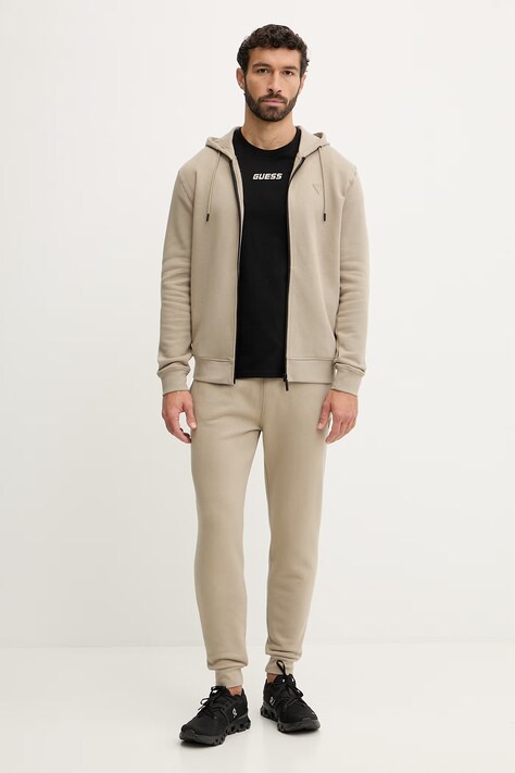 Guess bluza ALDWIN męska kolor beżowy z kapturem Z2YQ28 K9V31