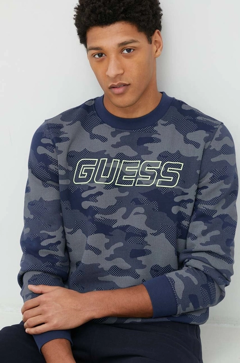 Bluza Guess moška, mornarsko modra barva