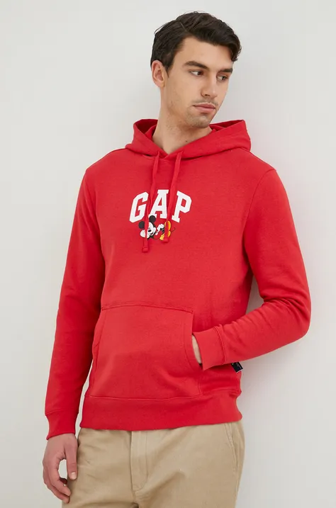 Μπλούζα GAP x Disney χρώμα: κόκκινο, με κουκούλα