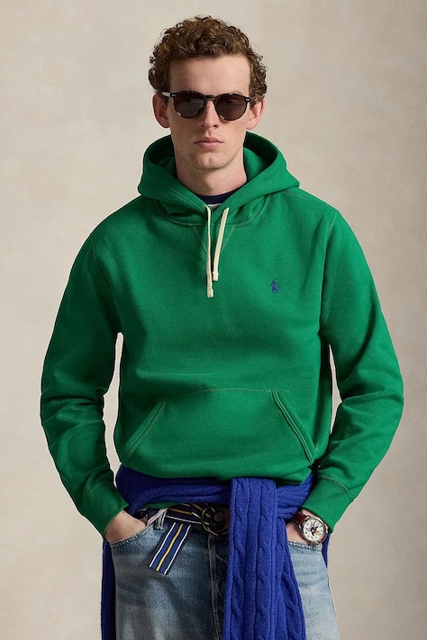 Polo Ralph Lauren felpa uomo colore verde con cappuccio 710766778