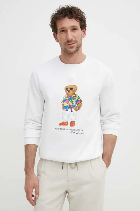 Polo Ralph Lauren bluză bărbați, culoarea alb, cu imprimeu 710853308