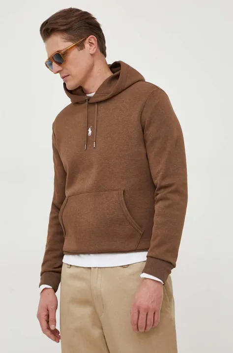 Polo Ralph Lauren bluza męska kolor brązowy z kapturem gładka