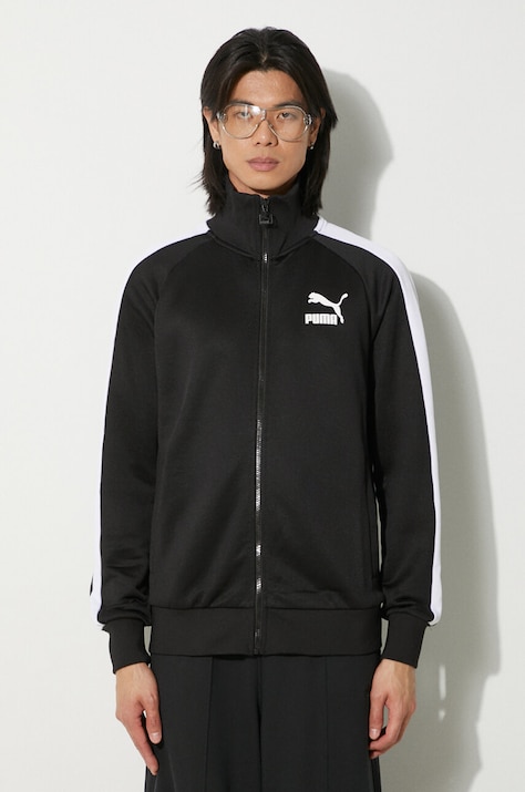 Mikina Puma Iconic T7 pánská, černá barva, hladká, 530094