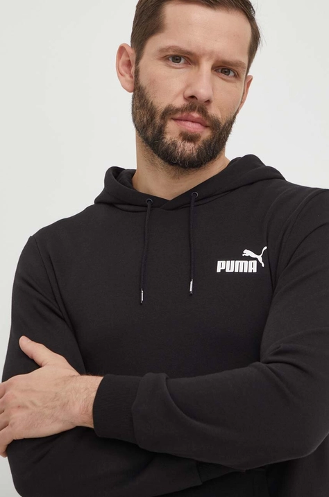 Puma bluza męska kolor czarny z kapturem gładka 586692