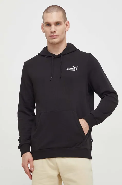 Кофта Puma чоловіча колір чорний з капюшоном однотонна