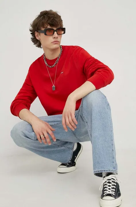 Bombažen pulover Levi's moška, rdeča barva