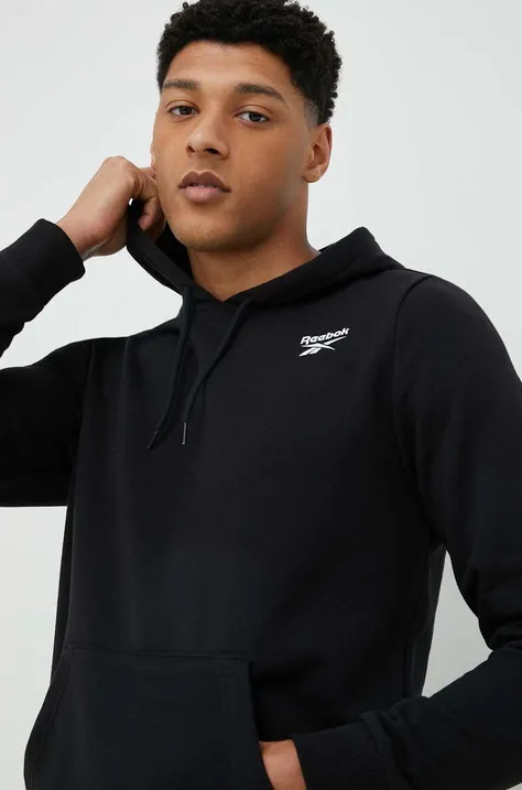 Reebok bluza IDENTITY męska kolor czarny z kapturem z nadrukiem HA9273.100051167