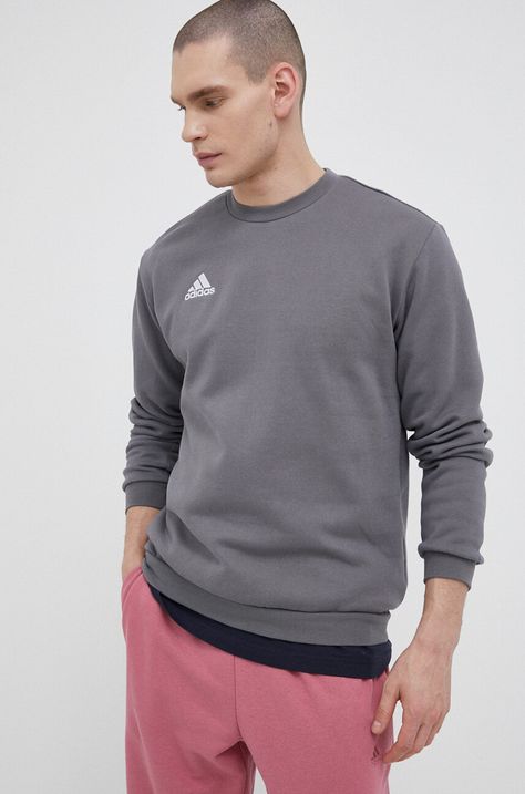 Mikina adidas Performance Entrada 22 pánska, šedá farba, jednofarebná, H57479