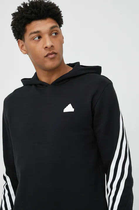 adidas bluza męska kolor czarny z kapturem z nadrukiem