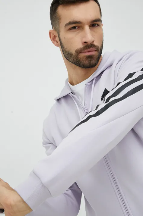 adidas bluza męska kolor fioletowy z kapturem z aplikacją