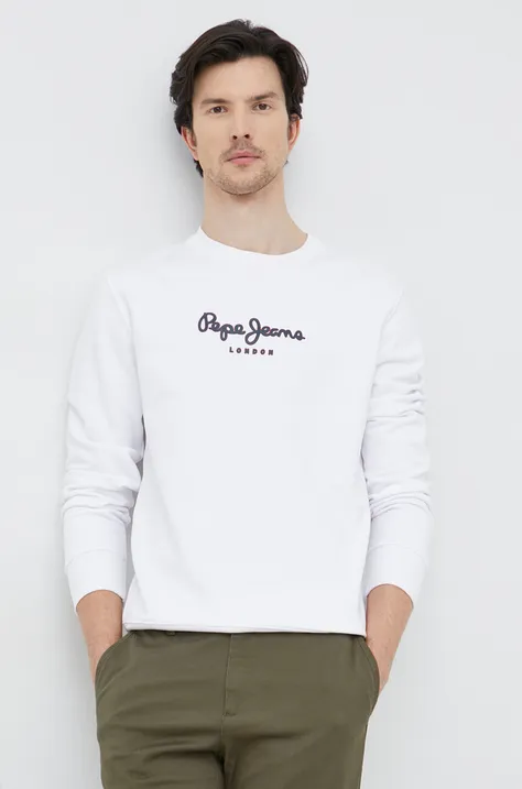 Pepe Jeans bluza bawełniana męska kolor biały wzorzysta