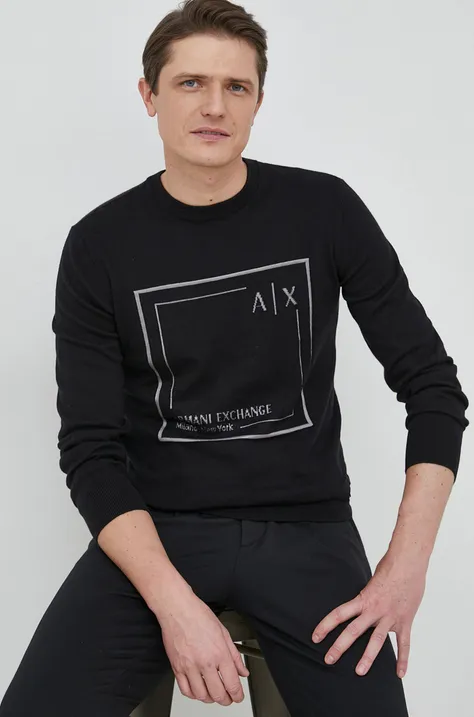 Pulover s primesjo kašmirja Armani Exchange moški, črna barva