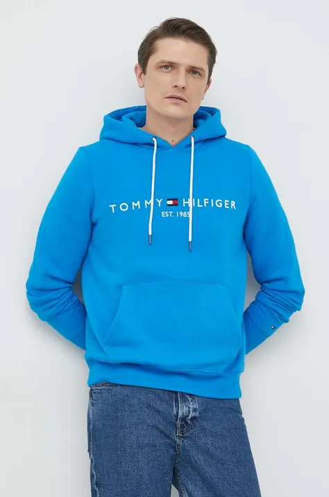 Tommy Hilfiger bluza męska kolor niebieski z kapturem z aplikacją