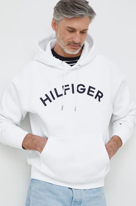 Кофта Tommy Hilfiger мужская цвет белый с капюшоном с аппликацией