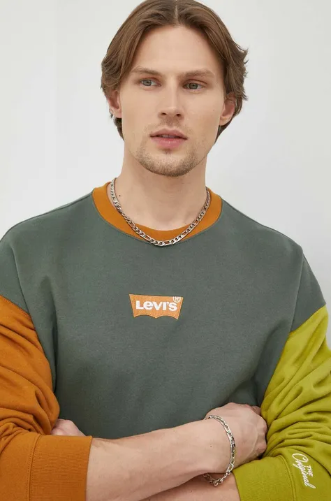 Βαμβακερή μπλούζα Levi's χρώμα: πράσινο
