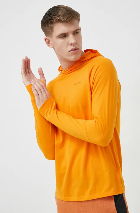 Športni pulover Marmot Crossover oranžna barva, s kapuco