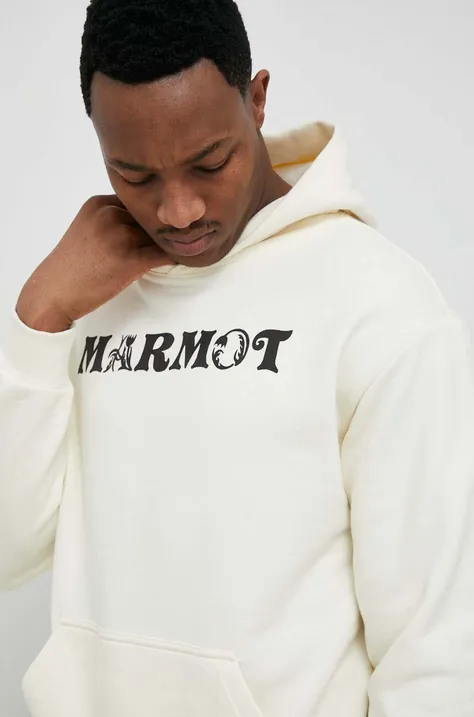 Μπλούζα Marmot χρώμα: μπεζ, με κουκούλα
