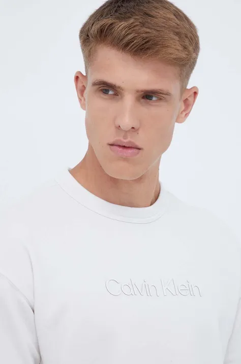 Pulover za vadbo Calvin Klein Performance Essentials siva barva