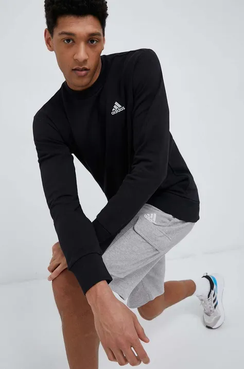 Хлопковая кофта adidas мужская цвет чёрный с аппликацией