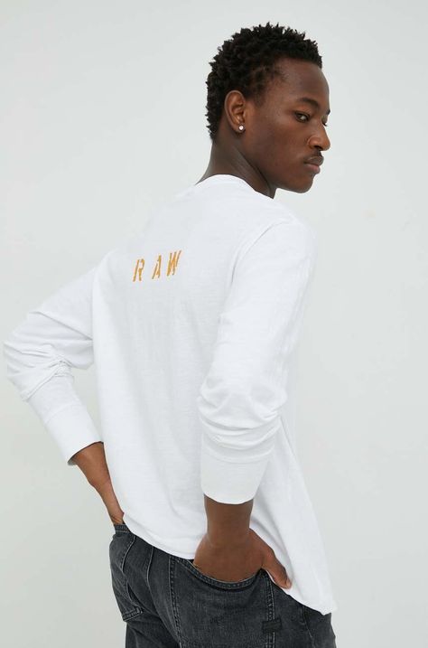 Bavlnené tričko s dlhým rukávom G-Star Raw