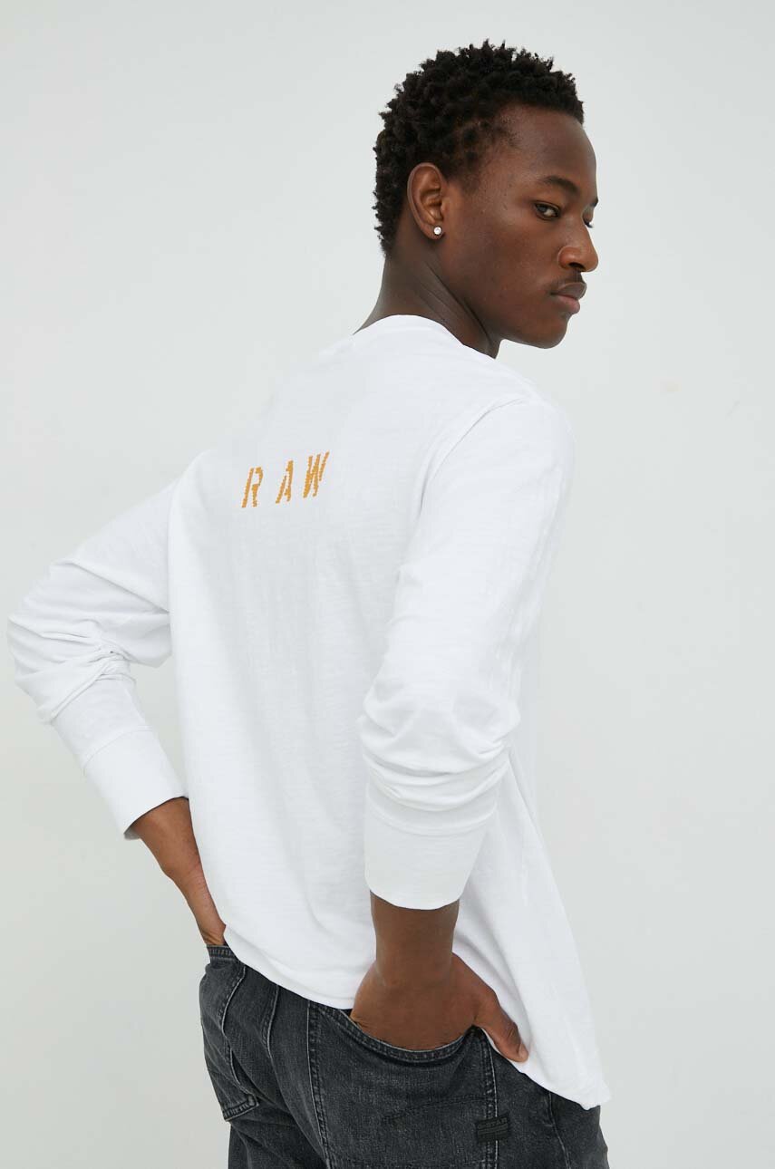G-Star Raw longsleeve bawełniany kolor biały z aplikacją