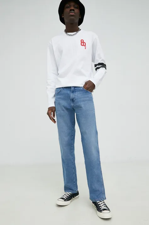 Βαμβακερή μπλούζα με μακριά μανίκια G-Star Raw ανδρικό, χρώμα: άσπρο