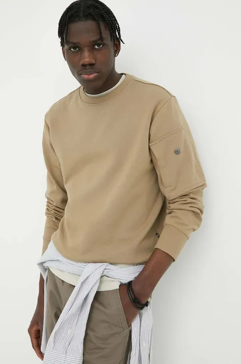 G-Star Raw bluza bawełniana męska kolor brązowy gładka