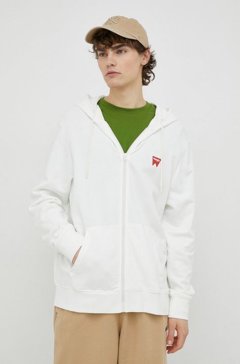 Βαμβακερή μπλούζα Wrangler χρώμα: άσπρο, με κουκούλα