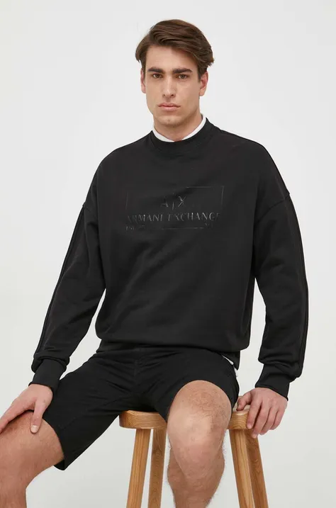 Βαμβακερή μπλούζα Armani Exchange χρώμα: μαύρο