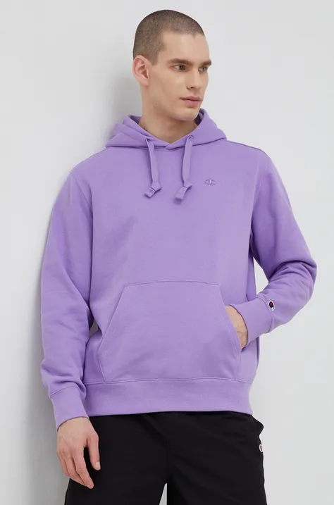 Кофта Champion чоловіча колір фіолетовий з капюшоном однотонна