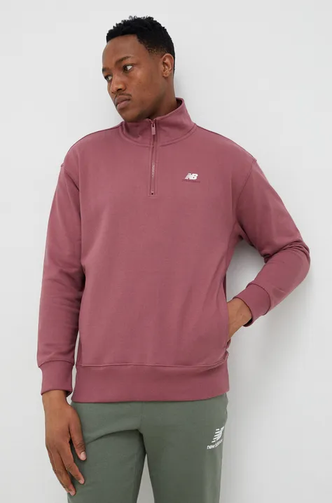 Βαμβακερή μπλούζα New Balance χρώμα: ροζ