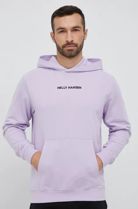 Helly Hansen bluză bărbați, culoarea violet, cu glugă, cu imprimeu 53924-699