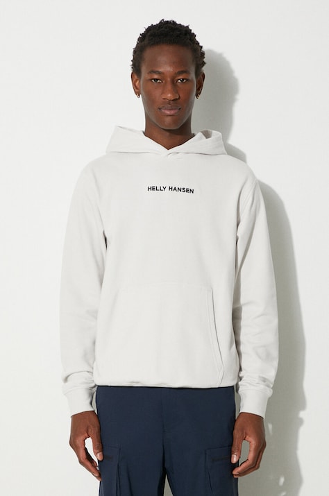 Кофта Helly Hansen мужская цвет серый с капюшоном с аппликацией 53924-699