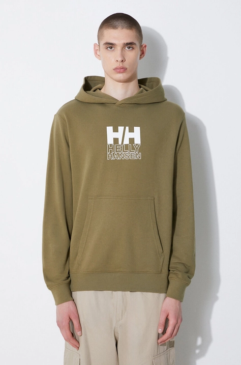 Суичър Helly Hansen в зелено с качулка апликация 53251 53924