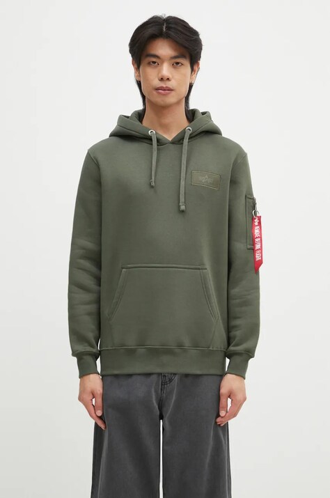Alpha Industries bluza męska kolor zielony z kapturem